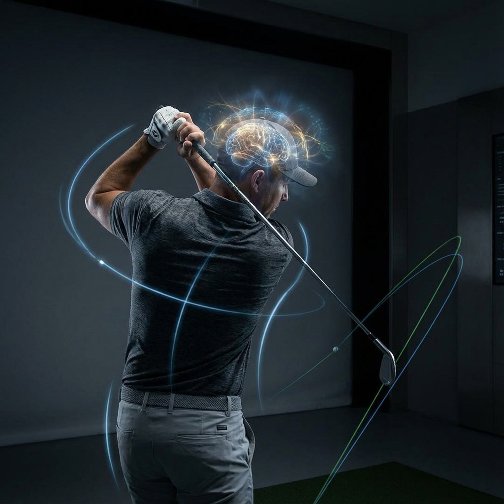 Golfer focused over the ball