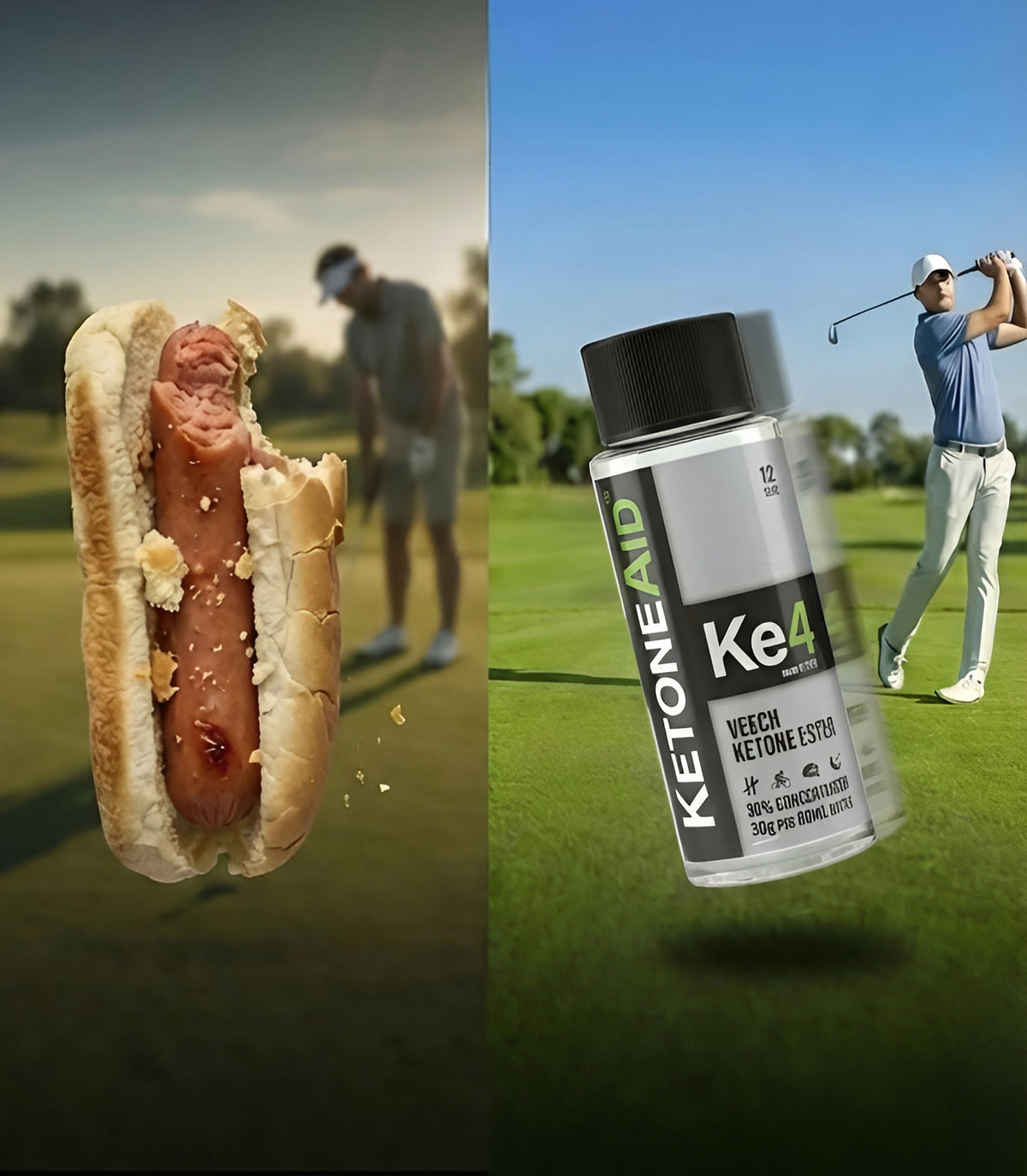 A Ke4 bottle in a hot dog bun on the course