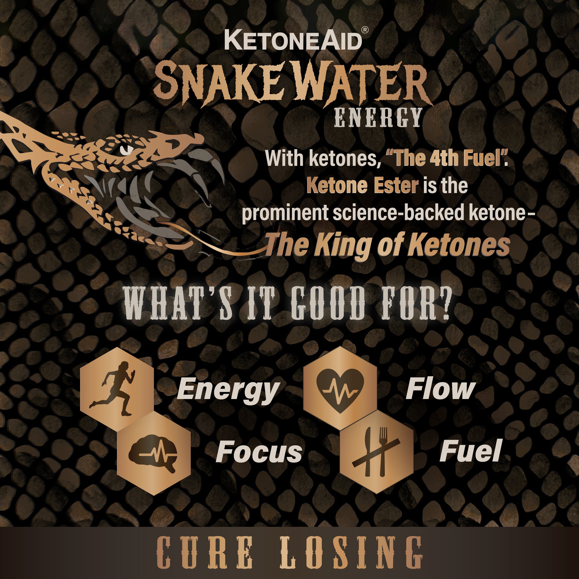 Bebida energética SnakeWater Ketone (12 oz, no en la UE)