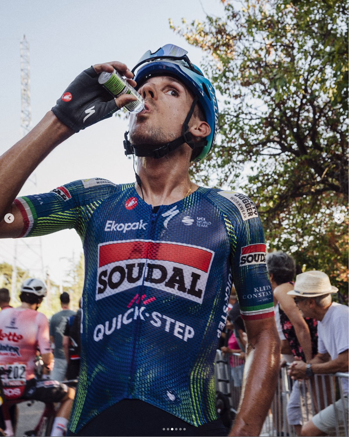 Soudal Quick-Step rider drinking KetoneAid