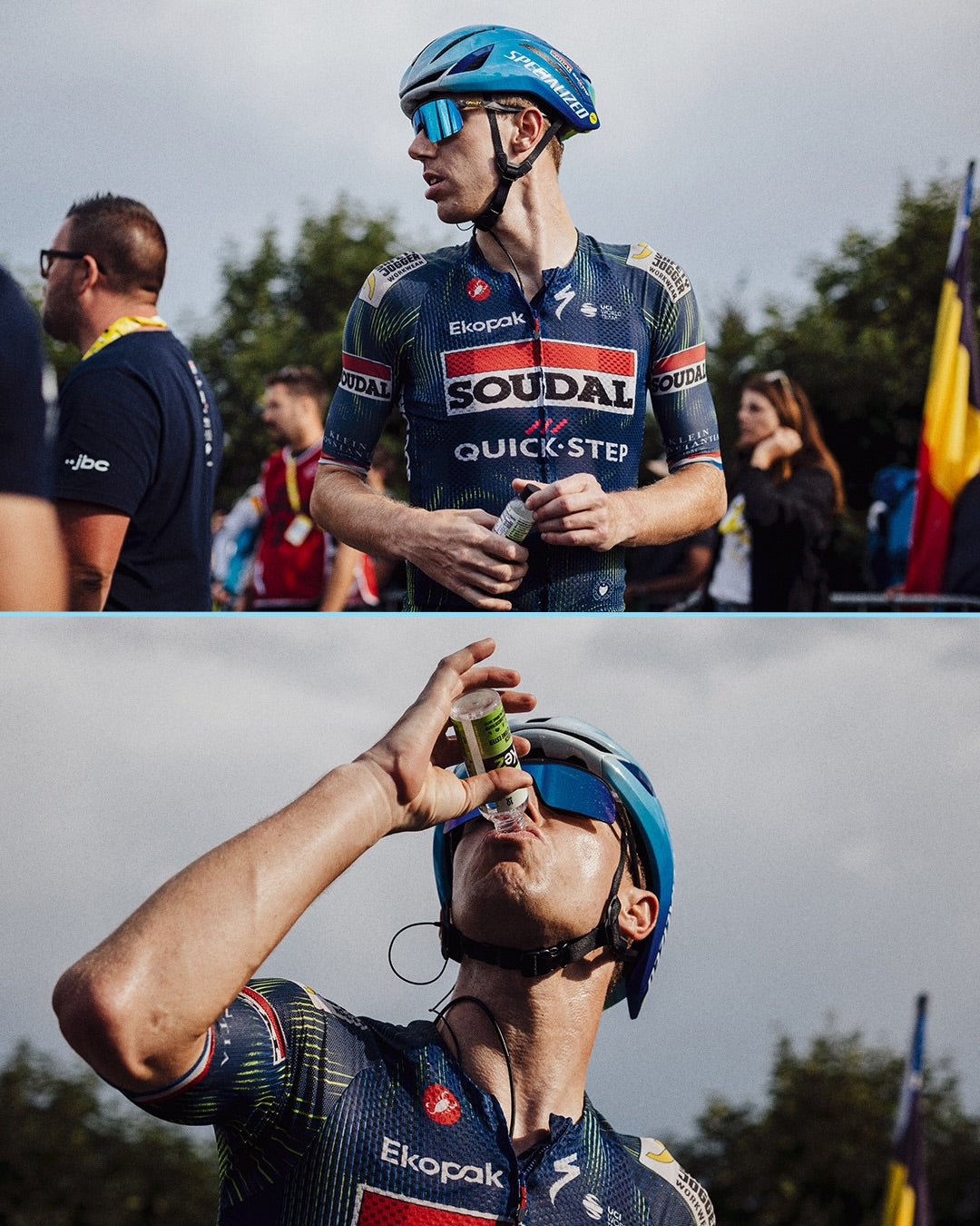 Soudal Quick-Step rider drinking KetoneAid