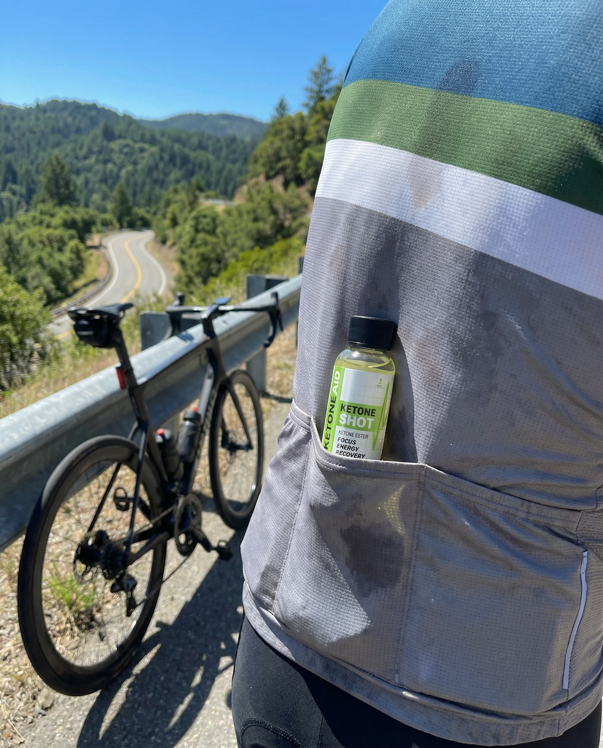 Cyclist with a KetoneAid Ketone Shot